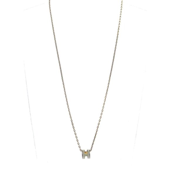 HERMES Mini Pop H - Gold White Hardware Necklace 645-080225 - Picture 5 of 6